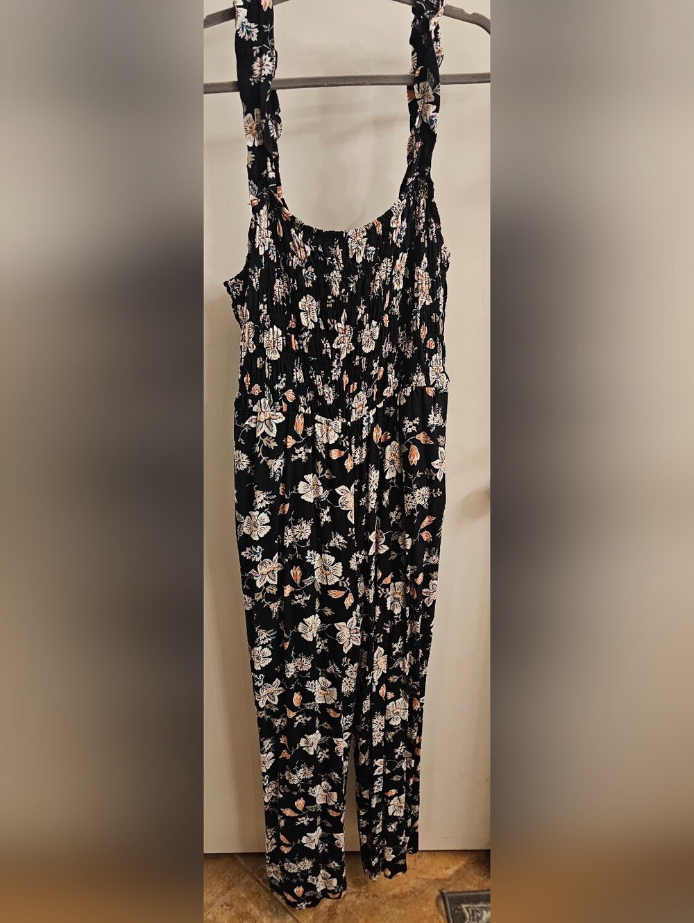 Maurices Black Floral Sleeveless Jumpsuit